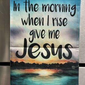 F17-2. Inspirational garden flag with Blue and Black Text NWOT